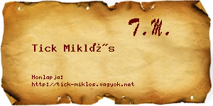 Tick Miklós névjegykártya